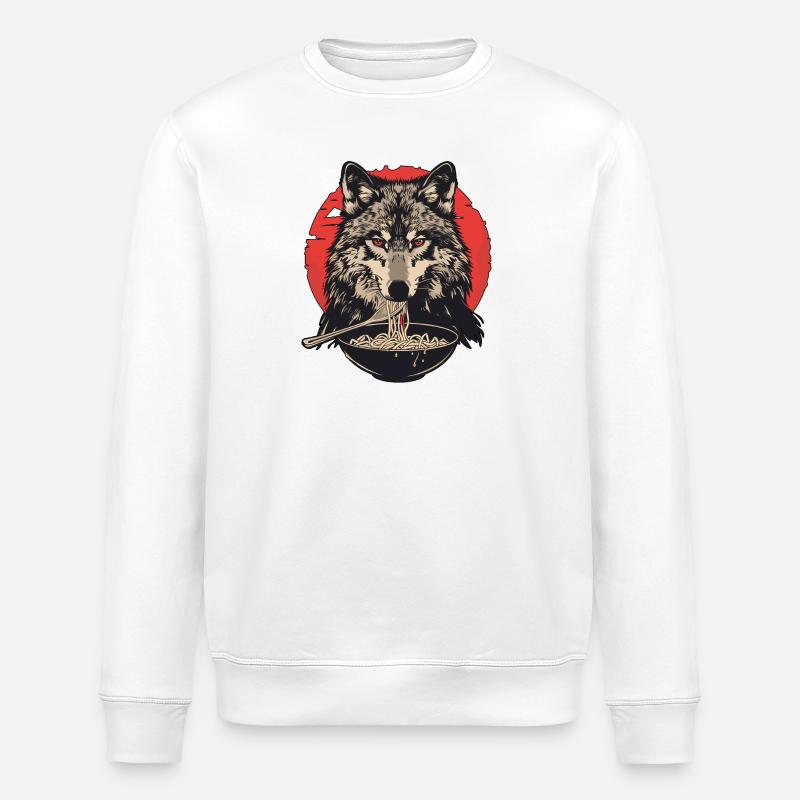 Nouilles ramen loup loup - Sweat bio ROLLER Stanley/Stella Unisexe - blanc