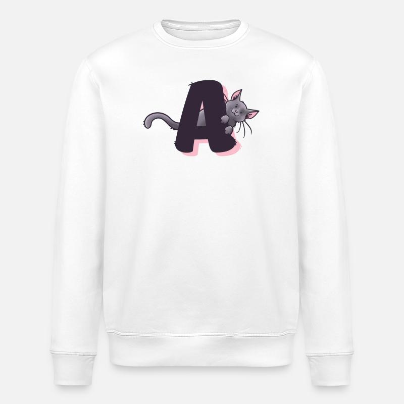 Cat Letter A - Stanley/Stella ROLLER Unisex Organic Sweatshirt - white
