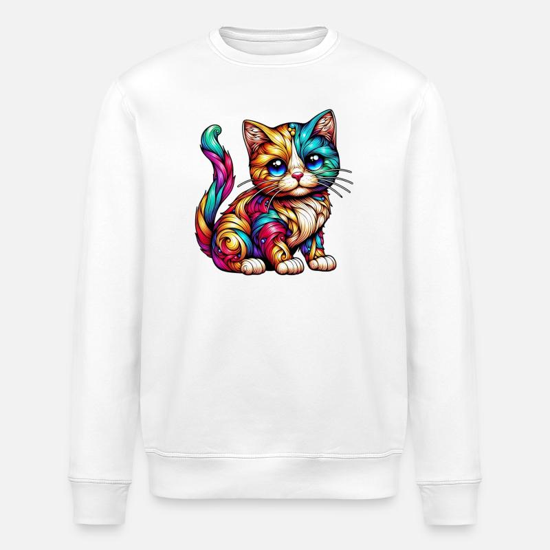 Cat - Stanley/Stella ROLLER Unisex Organic Sweatshirt - white