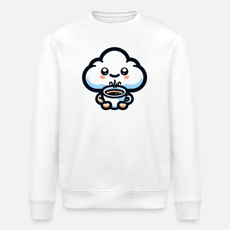 Cumulus de caféine : le nuage joyeux - Sweat bio ROLLER Stanley/Stella Unisexe - blanc