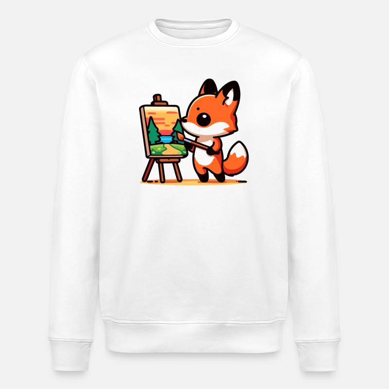 Fox Palette: Der Waldmaler - Stanley/Stella Unisex Bio-Sweatshirt ROLLER - Weiß