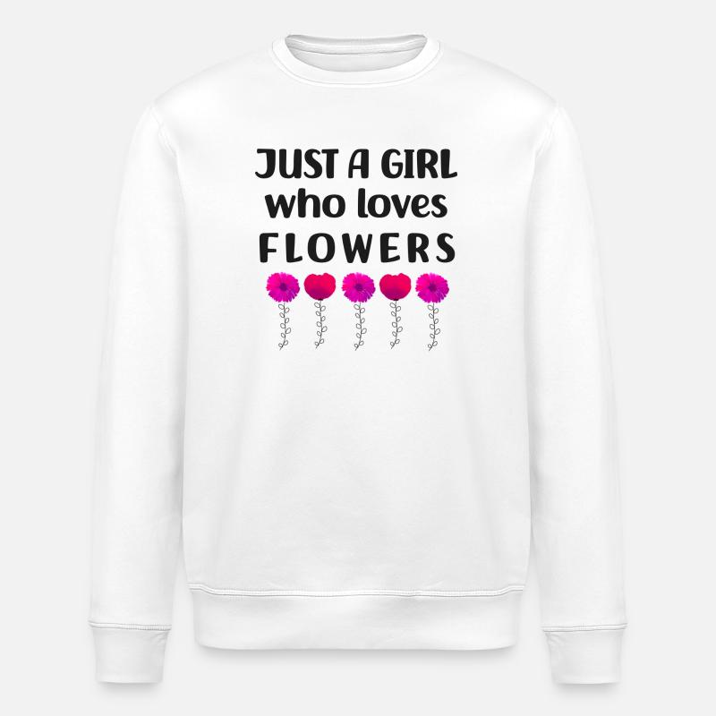 Nur ein Mädchen, das Blumen liebt - Stanley/Stella Unisex Bio-Sweatshirt ROLLER - Weiß