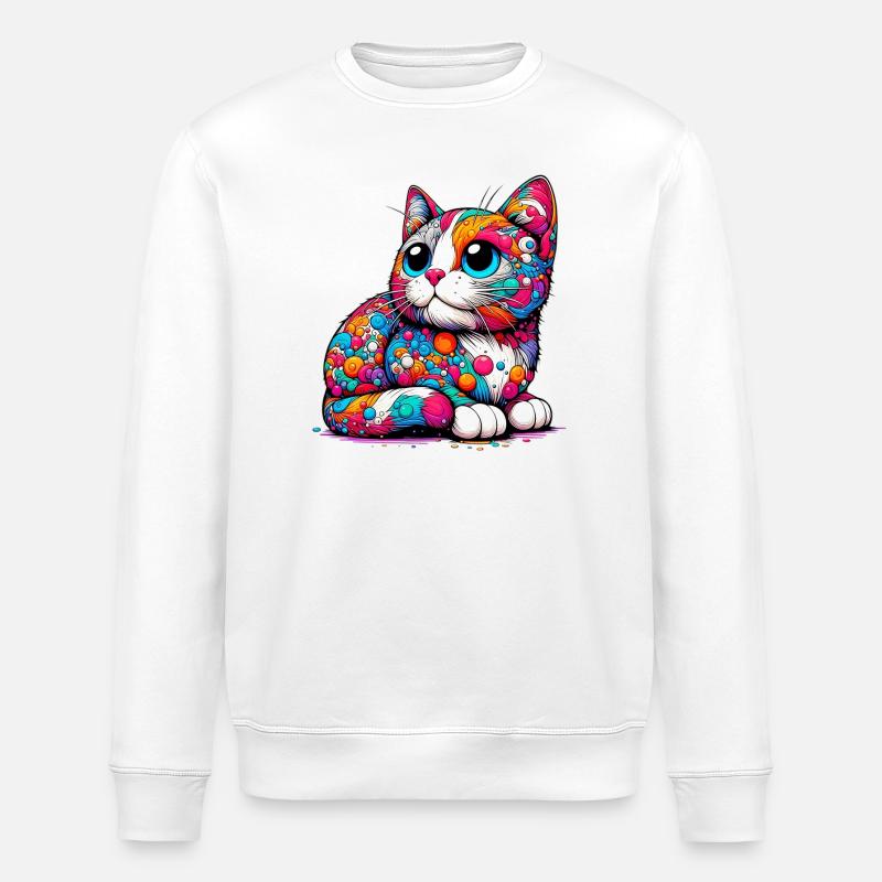 Chat - Sweat bio ROLLER Stanley/Stella Unisexe - blanc