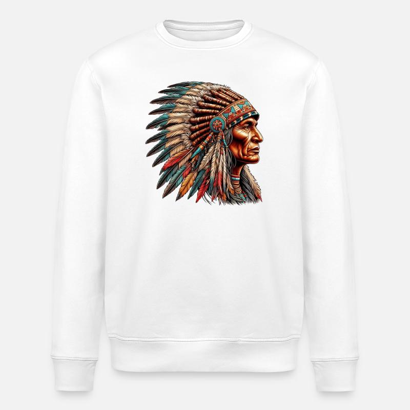 Amérindien Peau rouge d’Amérique - Sweat bio ROLLER Stanley/Stella Unisexe - blanc