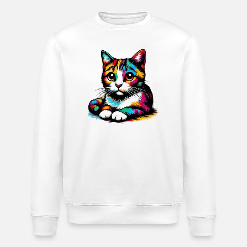 Cat - Stanley/Stella ROLLER Unisex Organic Sweatshirt - white