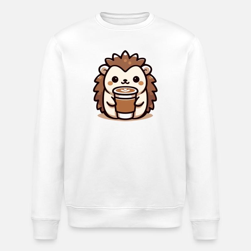 Hérisson amateur de café - Sweat bio ROLLER Stanley/Stella Unisexe - blanc