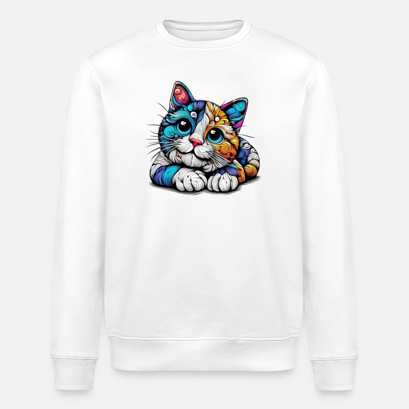 Cat - Stanley/Stella ROLLER Unisex Organic Sweatshirt - white