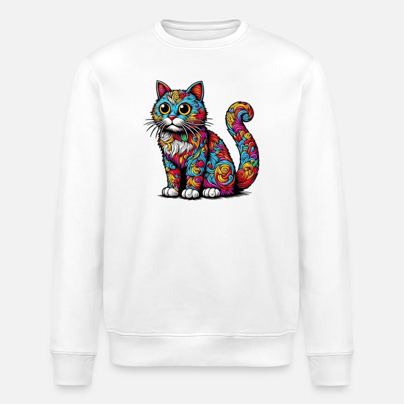 Katze - Stanley/Stella Unisex Bio-Sweatshirt ROLLER - Weiß