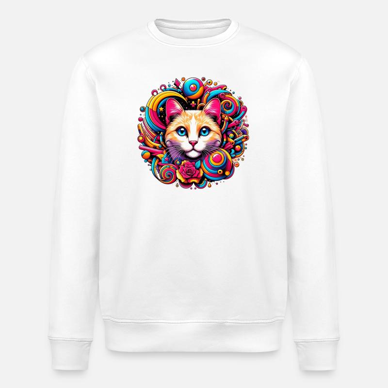 Cat - Stanley/Stella ROLLER Unisex Organic Sweatshirt - white