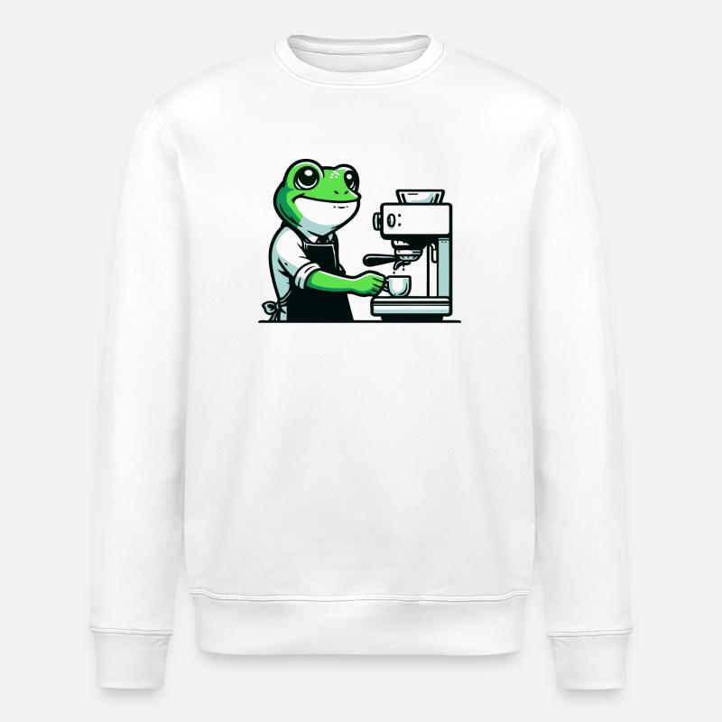 Coffee Brewin' Frog: Der Espresso-Experte - Stanley/Stella Unisex Bio-Sweatshirt ROLLER - Weiß