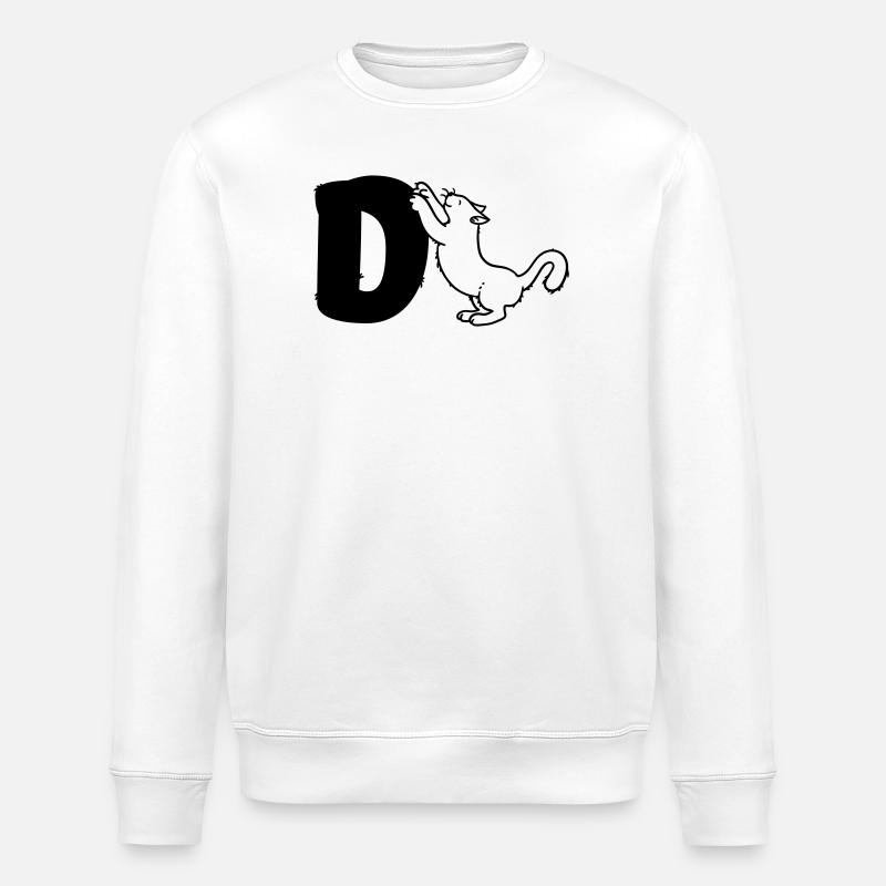 Lettre D du chat - Sweat bio ROLLER Stanley/Stella Unisexe - blanc