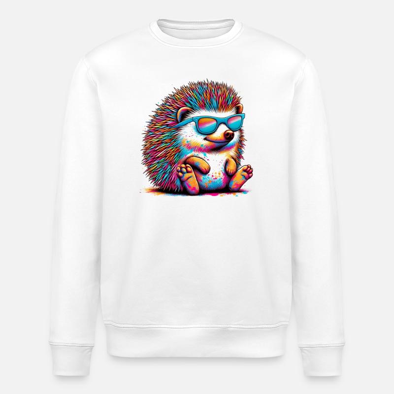 Igel mit Sonnenbrille - Stanley/Stella Unisex Bio-Sweatshirt ROLLER - Weiß