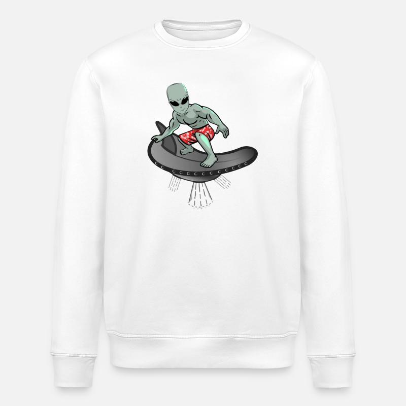 Alien Cool Surfing - Stanley/Stella ROLLER Unisex Organic Sweatshirt - white