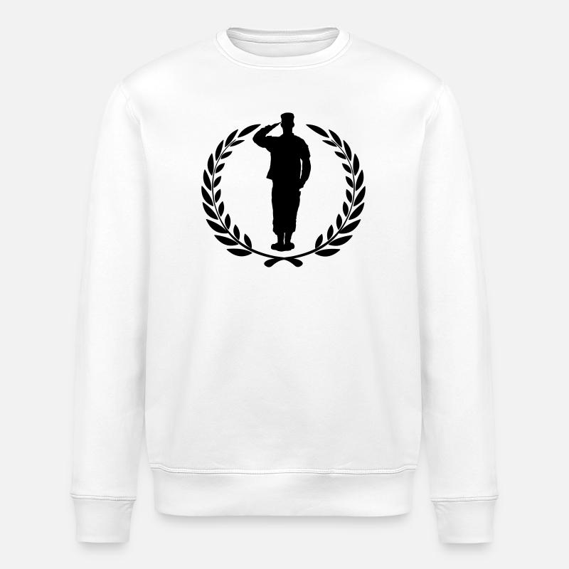 Respect soldier laurel wreath greets - Stanley/Stella ROLLER Unisex Organic Sweatshirt - white