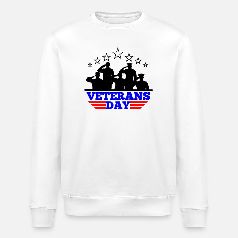 Veterans Day Emblem - Stanley/Stella ROLLER Unisex Organic Sweatshirt - white