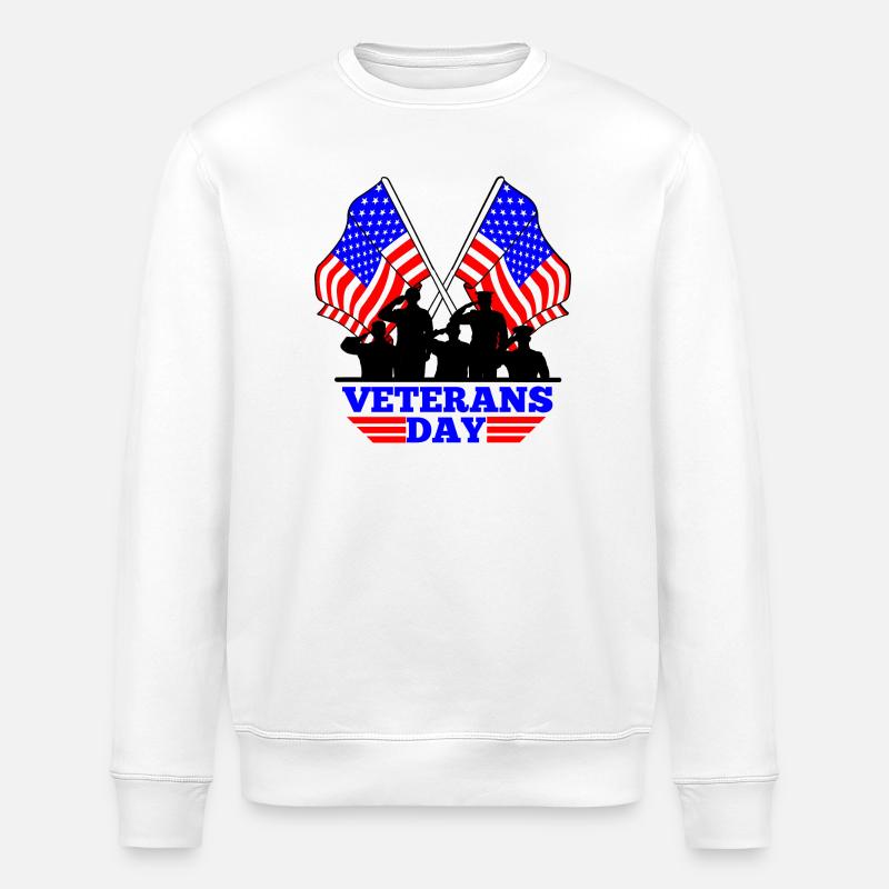 USA-Flagge Veterans Day Emblem - Stanley/Stella Unisex Bio-Sweatshirt ROLLER - Weiß