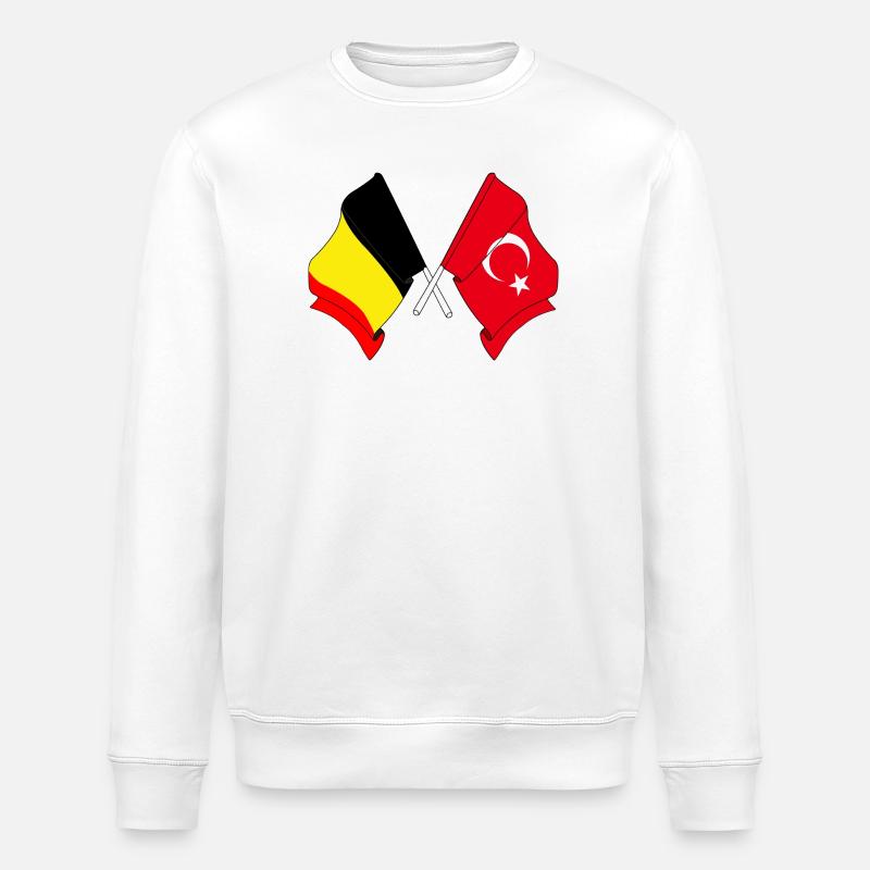Drapeau Belgique, drapeau Turquie - Sweat bio ROLLER Stanley/Stella Unisexe - blanc