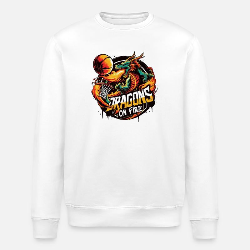 Dragons on Fire Basketball - Stanley/Stella Unisex Bio-Sweatshirt ROLLER - Weiß