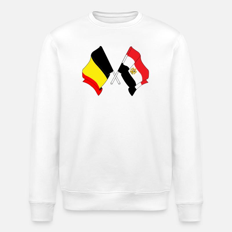 Drapeau Belgique, drapeau Égypte - Sweat bio ROLLER Stanley/Stella Unisexe - blanc