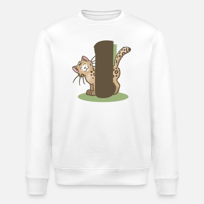 Katze Buchstabe I - Stanley/Stella Unisex Bio-Sweatshirt ROLLER - Weiß