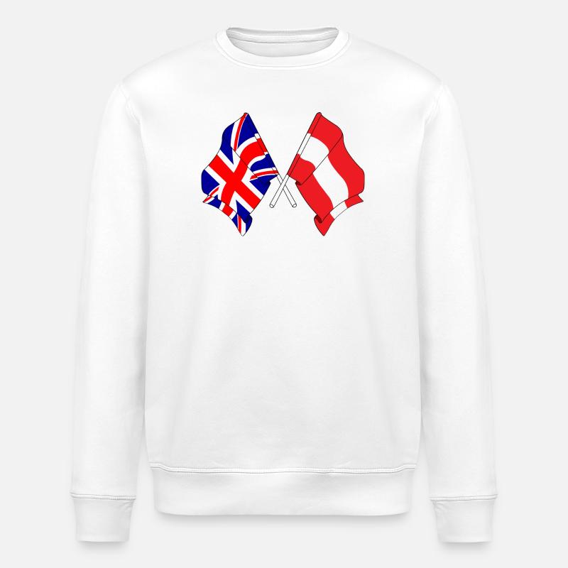 Drapeau de l’Angleterre, drapeau de l’Autriche - Sweat bio ROLLER Stanley/Stella Unisexe - blanc