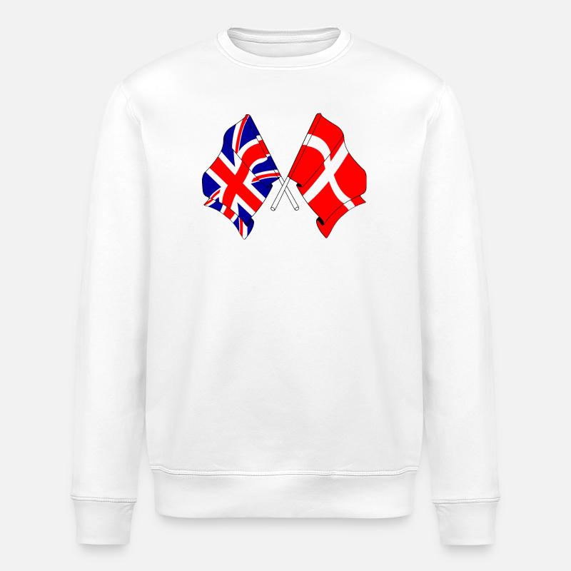 Flagge England, Flagge Dänemark - Stanley/Stella Unisex Bio-Sweatshirt ROLLER - Weiß