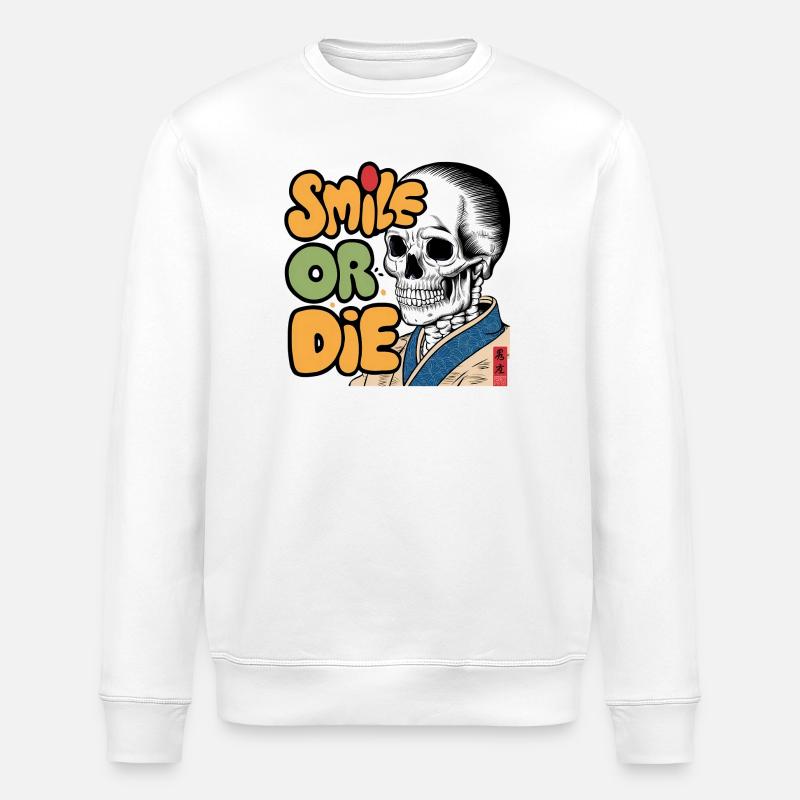 Skeletor with Optimistic Message - Stanley/Stella ROLLER Unisex Organic Sweatshirt - white