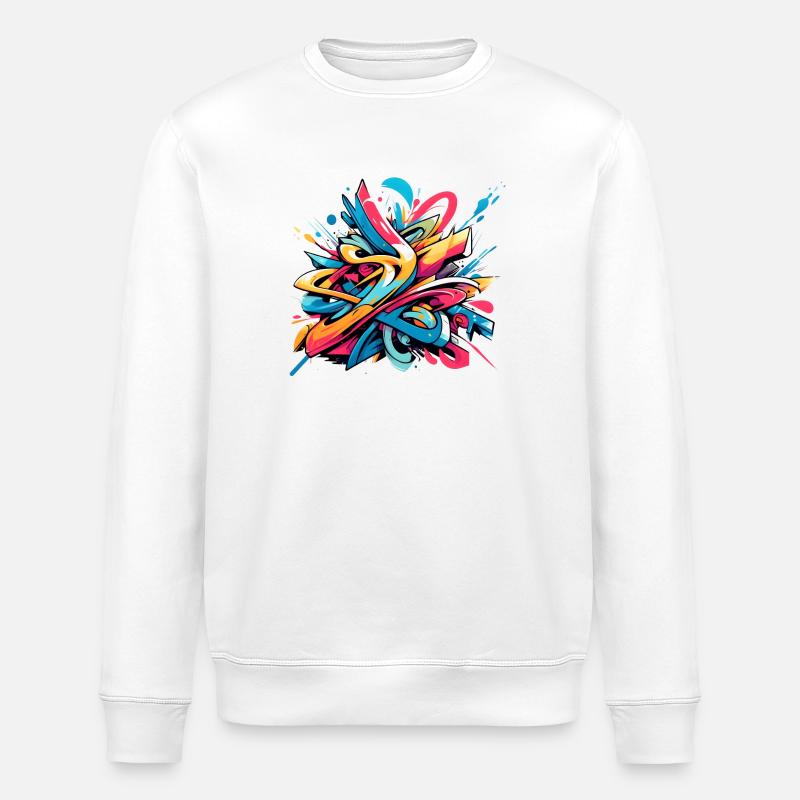 Coole bunte dynamische Graffiti-Illustration - Stanley/Stella Unisex Bio-Sweatshirt ROLLER - Weiß