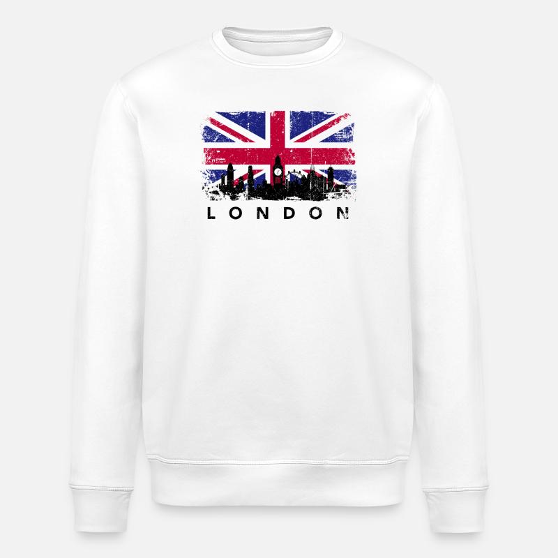 Union Jack Skyline Silhouette - Stanley/Stella Unisex Bio-Sweatshirt ROLLER - Weiß