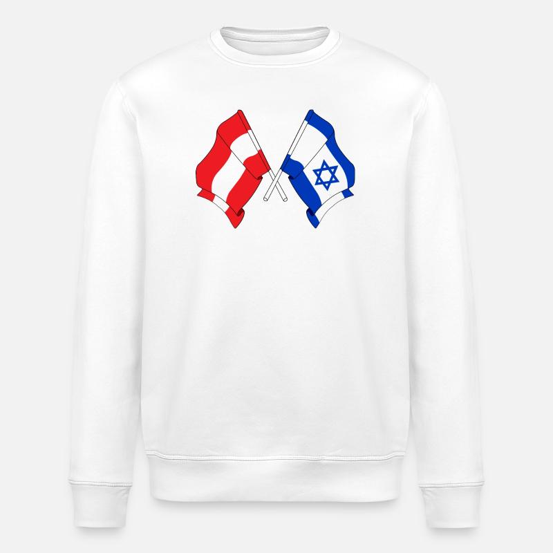 Drapeau Autriche, drapeau Israël - Sweat bio ROLLER Stanley/Stella Unisexe - blanc