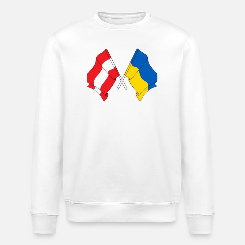 Drapeau Autriche drapeau Ukraine - Sweat bio ROLLER Stanley/Stella Unisexe - blanc