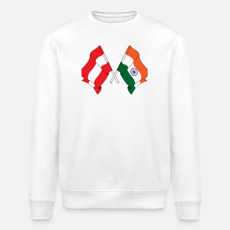 Drapeau Autriche, Drapeau Inde - Sweat bio ROLLER Stanley/Stella Unisexe - blanc