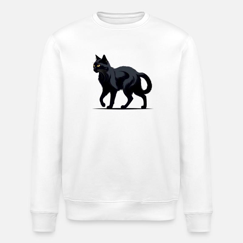 Nachtkater Silhouette - Stanley/Stella Unisex Bio-Sweatshirt ROLLER - Weiß