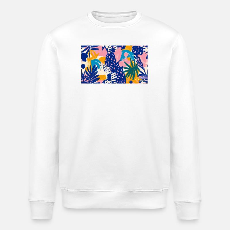 Tropical Abstract Pattern - Stanley/Stella ROLLER Unisex Organic Sweatshirt - white