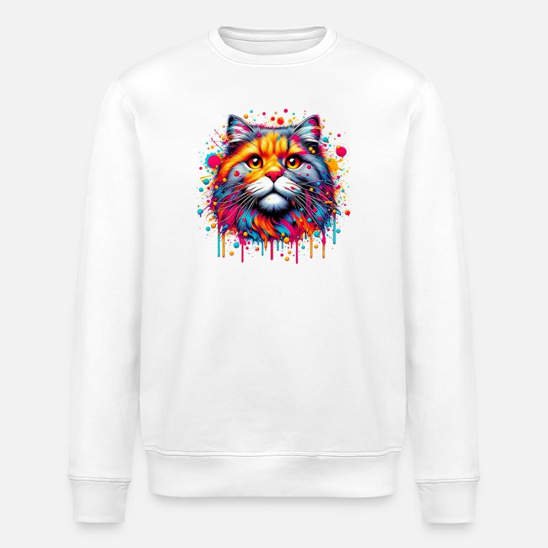 Chat - Sweat bio ROLLER Stanley/Stella Unisexe - blanc