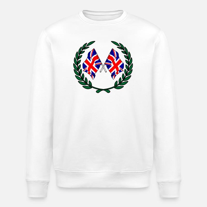Drapeaux Angleterre en couronne de laurier - Sweat bio ROLLER Stanley/Stella Unisexe - blanc