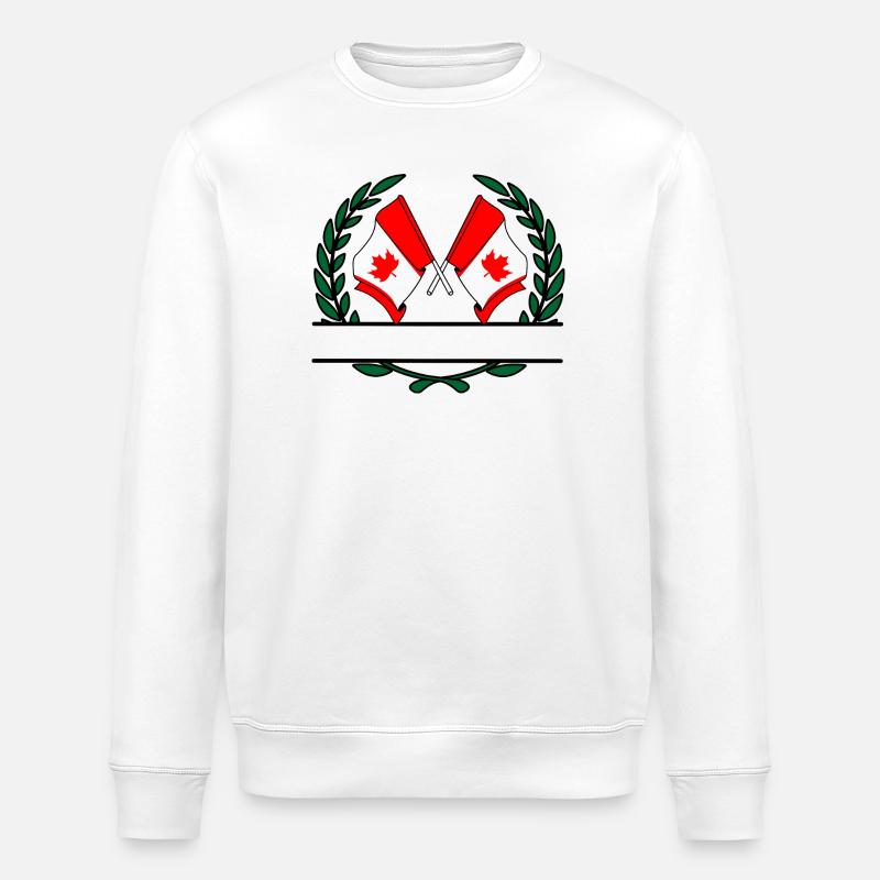 Flags Canada laurel wreath banner - Stanley/Stella ROLLER Unisex Organic Sweatshirt - white