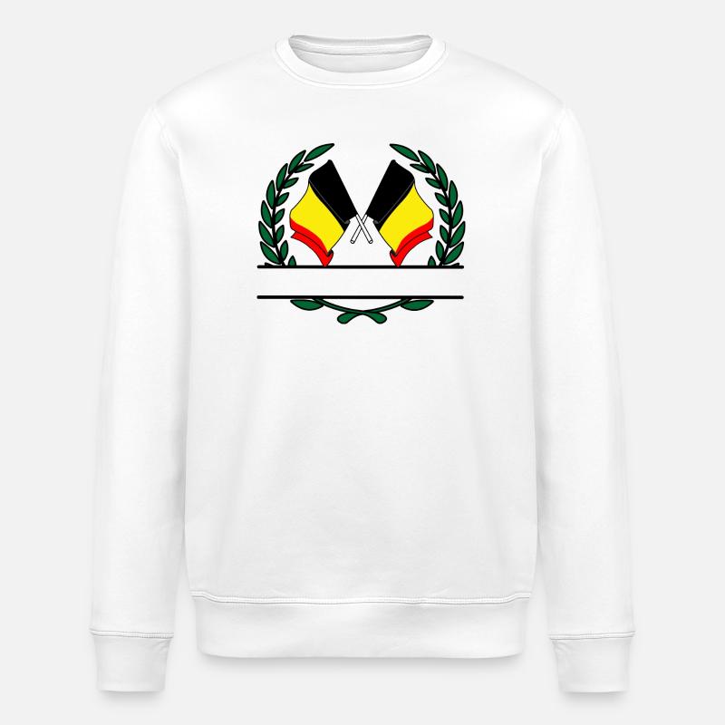 Drapeaux Belgique bannière couronne de laurier - Sweat bio ROLLER Stanley/Stella Unisexe - blanc