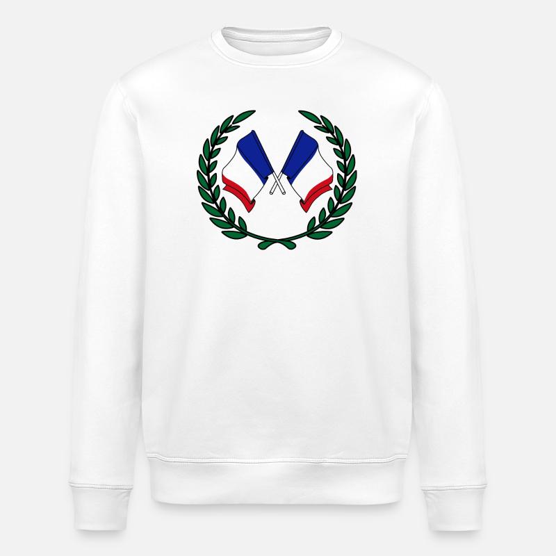 Drapeaux France en couronne de laurier - Sweat bio ROLLER Stanley/Stella Unisexe - blanc