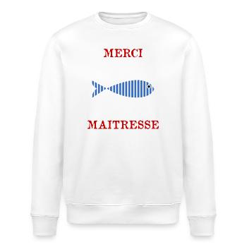 MERCI MAÎTRESSE - Sweat bio ROLLER Stanley/Stella Unisexe - blanc - Devant - Nik (191cm)