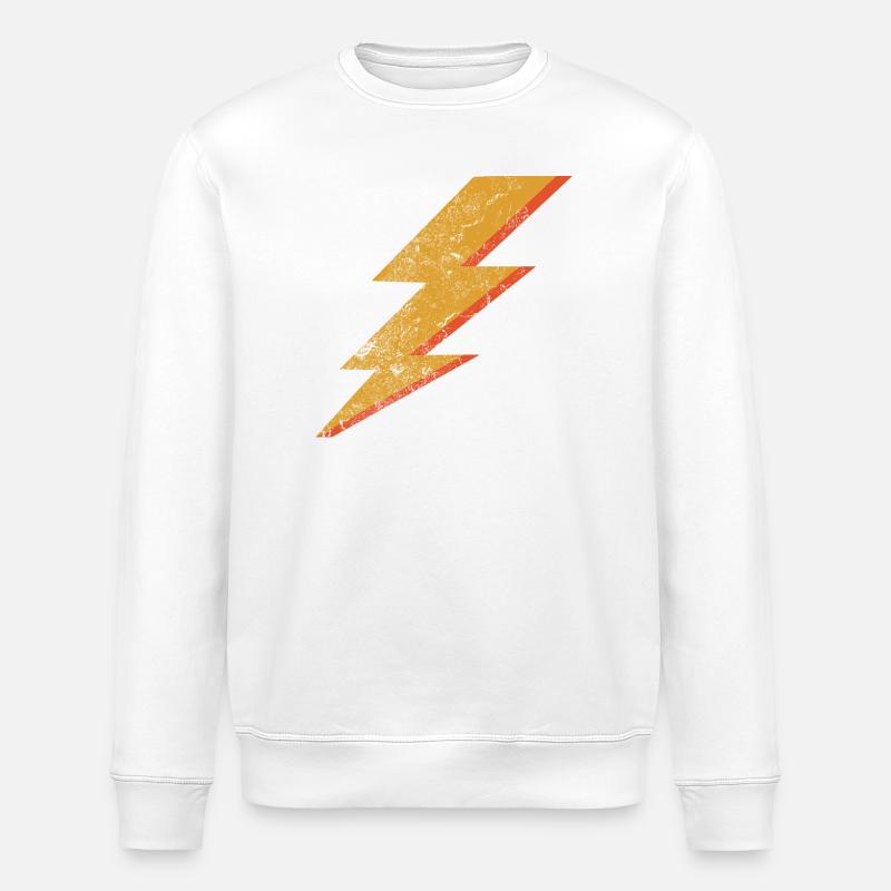 Grunge Style Rot & Gelb Blitz - Stanley/Stella Unisex Bio-Sweatshirt ROLLER - Weiß