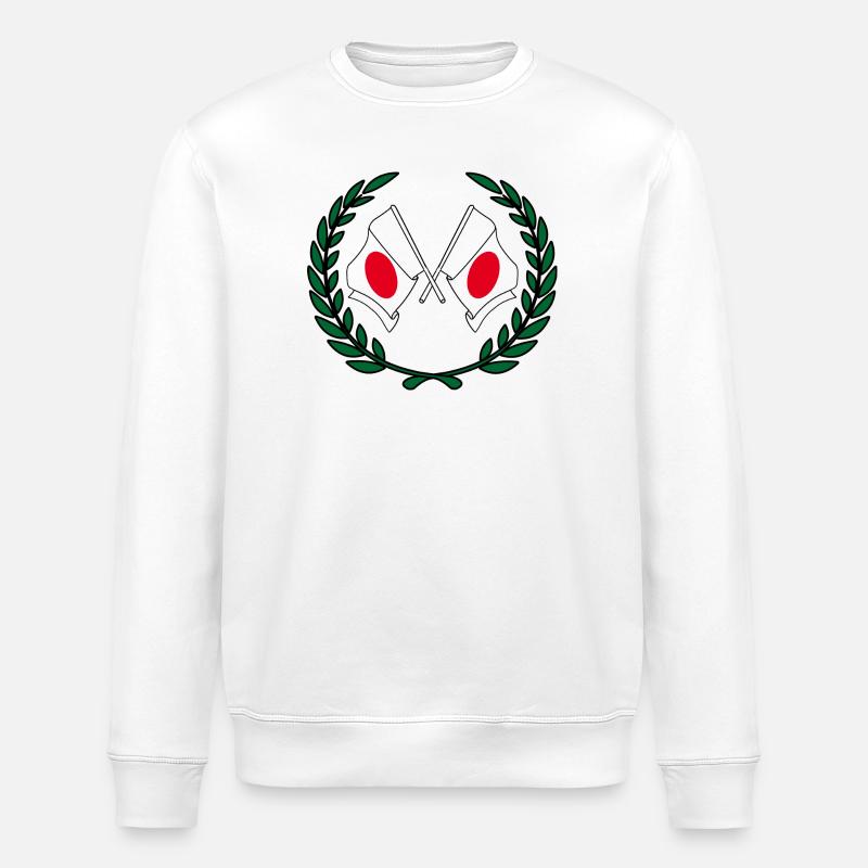 Drapeaux Japon en couronne de laurier - Sweat bio ROLLER Stanley/Stella Unisexe - blanc
