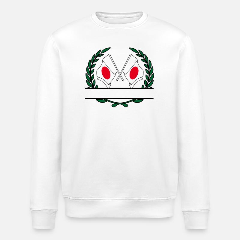 Drapeaux Japon bannière couronne de laurier - Sweat bio ROLLER Stanley/Stella Unisexe - blanc