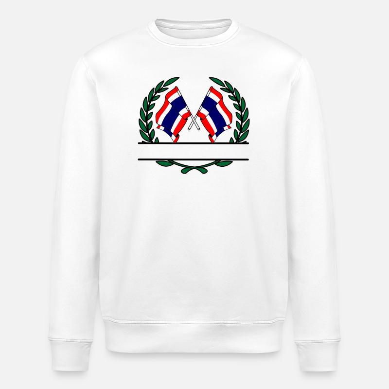 Drapeaux Thaïlande bannière couronne de laurier - Sweat bio ROLLER Stanley/Stella Unisexe - blanc