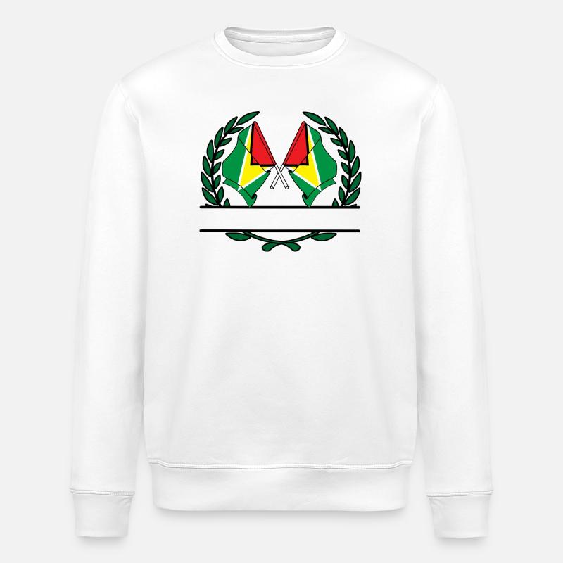Drapeaux, bannière, couronne de laurier, Guyane - Sweat bio ROLLER Stanley/Stella Unisexe - blanc