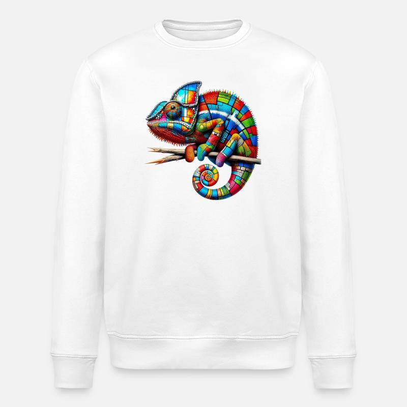 Chamäleon Mondrian - Stanley/Stella Unisex Bio-Sweatshirt ROLLER - Weiß