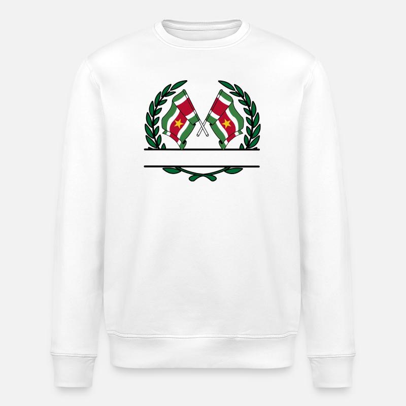 Flaggen Surinam-Lorbeerkranz-Banner - Stanley/Stella Unisex Bio-Sweatshirt ROLLER - Weiß