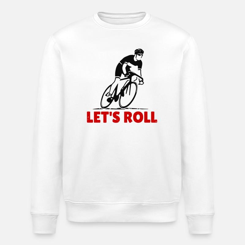 Dynamischer Radfahrer Silhouette - Stanley/Stella Unisex Bio-Sweatshirt ROLLER - Weiß