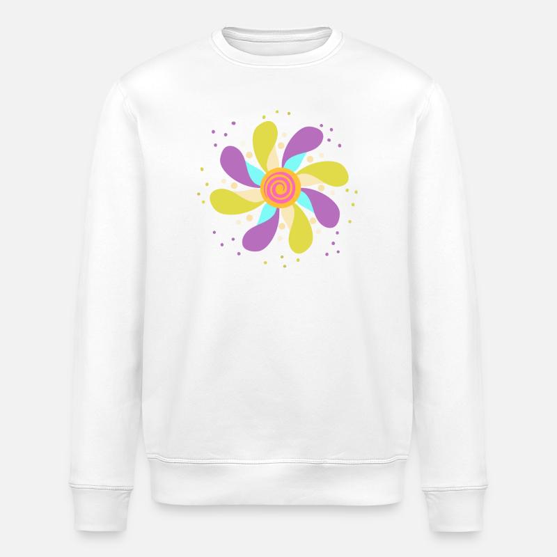 Bunte psychedelische Blume - Stanley/Stella Unisex Bio-Sweatshirt ROLLER - Weiß