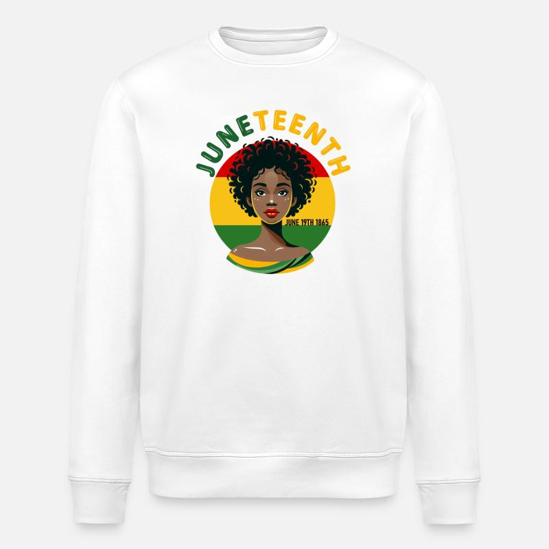 Juneteenth - Stanley/Stella ROLLER Unisex Organic Sweatshirt - white